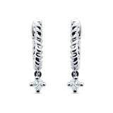 Twisted Rope Dangling Solitaire Hoop Earring Cubic Zirconia 925 Sterling Silver Wholesale