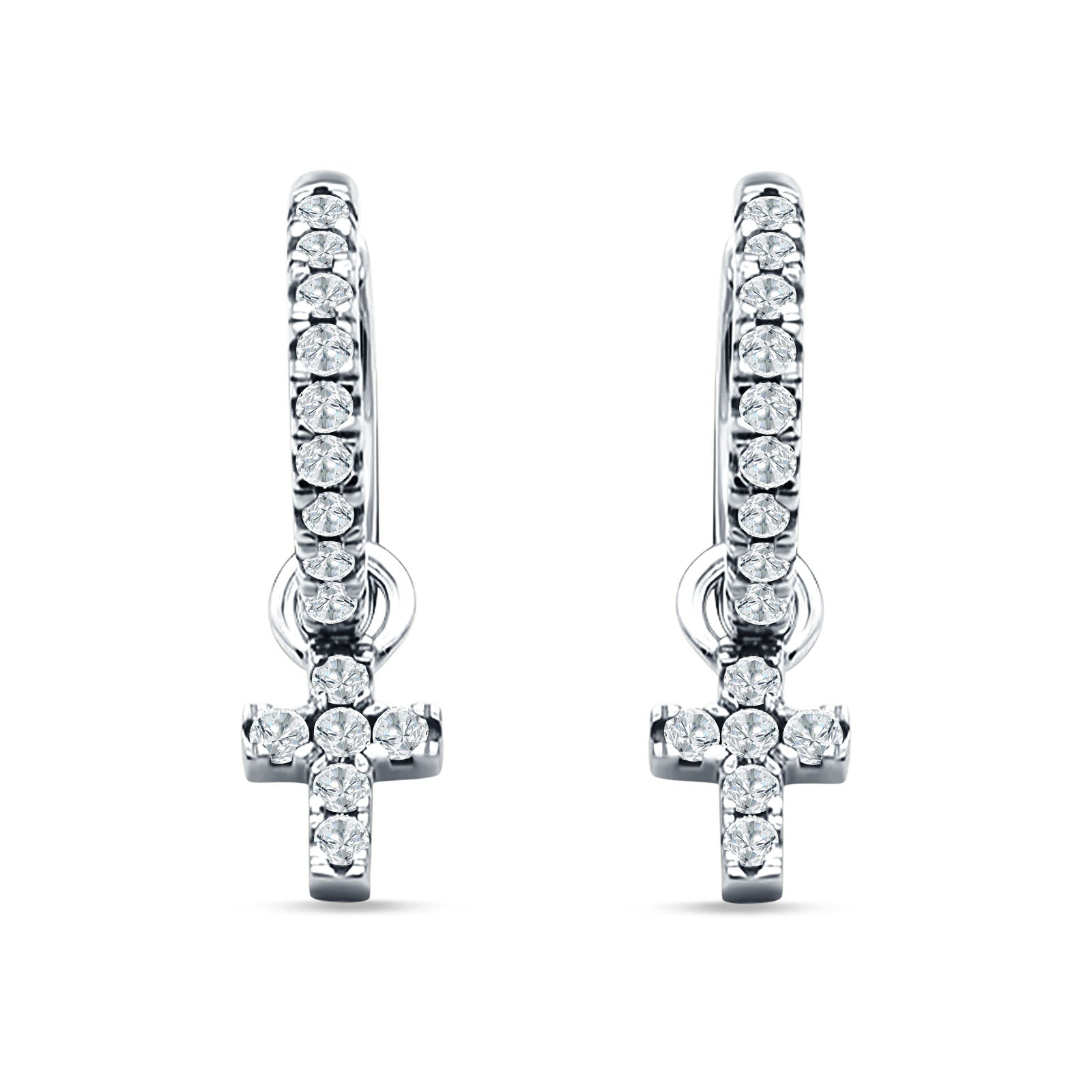Cross Cluster Drop Dangle Earring Cubic Zirconia 925 Sterling Silver Wholesale