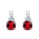 Cushion Ruby CZ Twisted Stud Earring 925 Sterling Silver Wholesale
