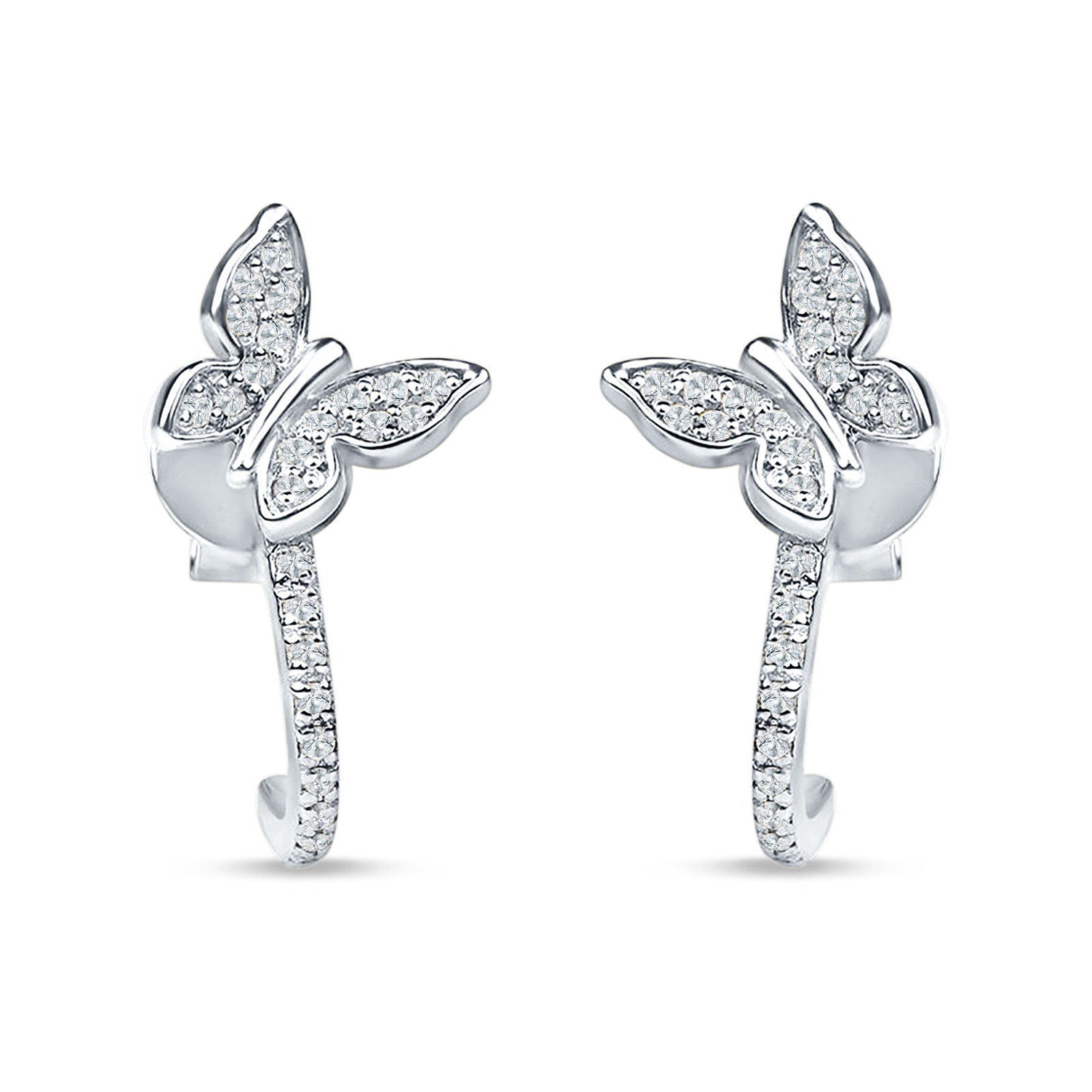 Butterfly Cluster Stud Earring Cubic Zirconia 925 Sterling Silver Wholesale