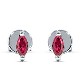 Marquise Solitaire Stud Earring Ruby CZ 925 Sterling Silver Wholesale