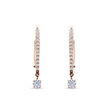 Round Cubic Zirconia Dangle Hoop Leverback Earrings Rose Tone 925 Sterling Silver