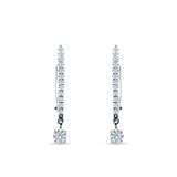 Round Cubic Zirconia Dangle Hoop Leverback Earrings 925 Sterling Silver