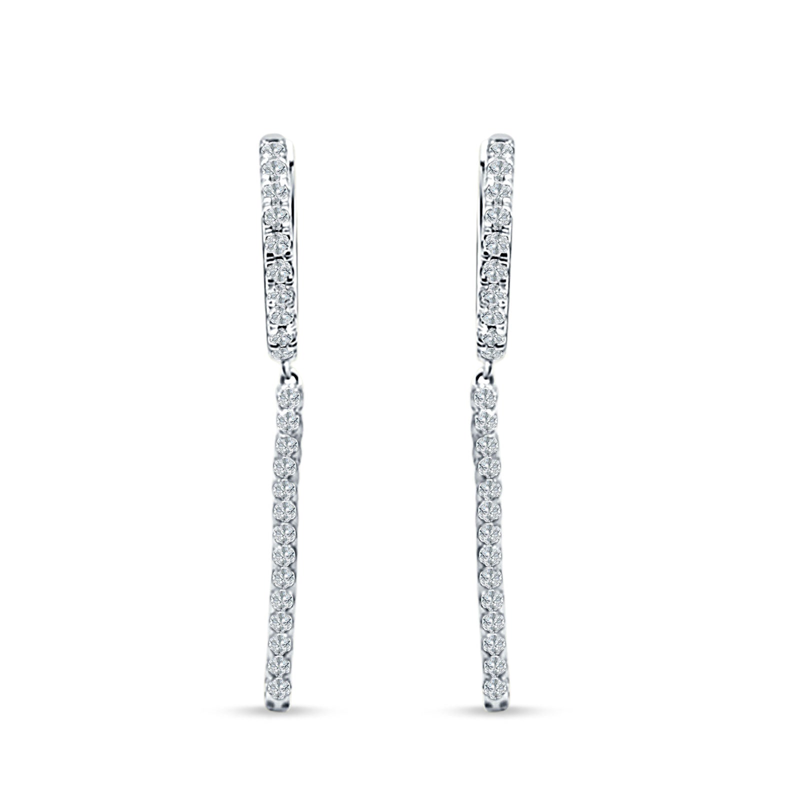 Drop Dangle Hoop Earrings CZ 925 Sterling Silver Wholesale