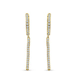 Drop Dangle Hoop Earrings CZ Yellow Tone 925 Sterling Silver