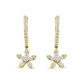 Dangle Floral Hoop Earrings Cubic Zirconia Yellow Tone 925 Sterling Silver Wholesale