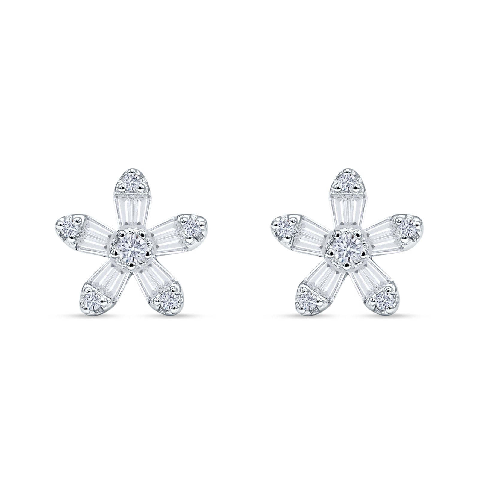 Floral Stud Earrings Cubic Zirconia 925 Sterling Silver Wholesale