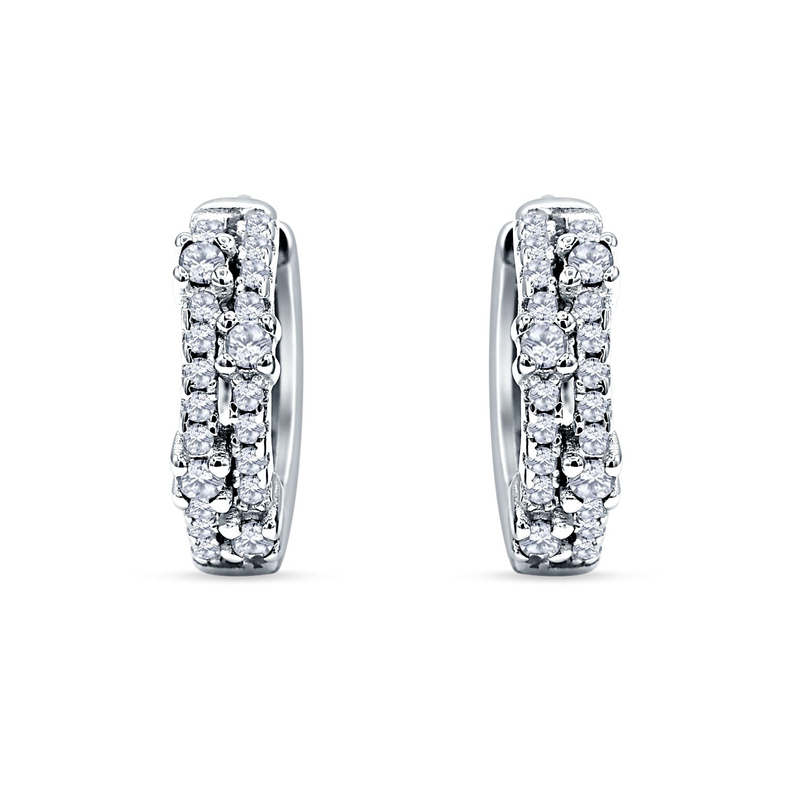 Round Cubic Zirconia Huggie Hoop Earrings 925 Sterling Silver Wholesale