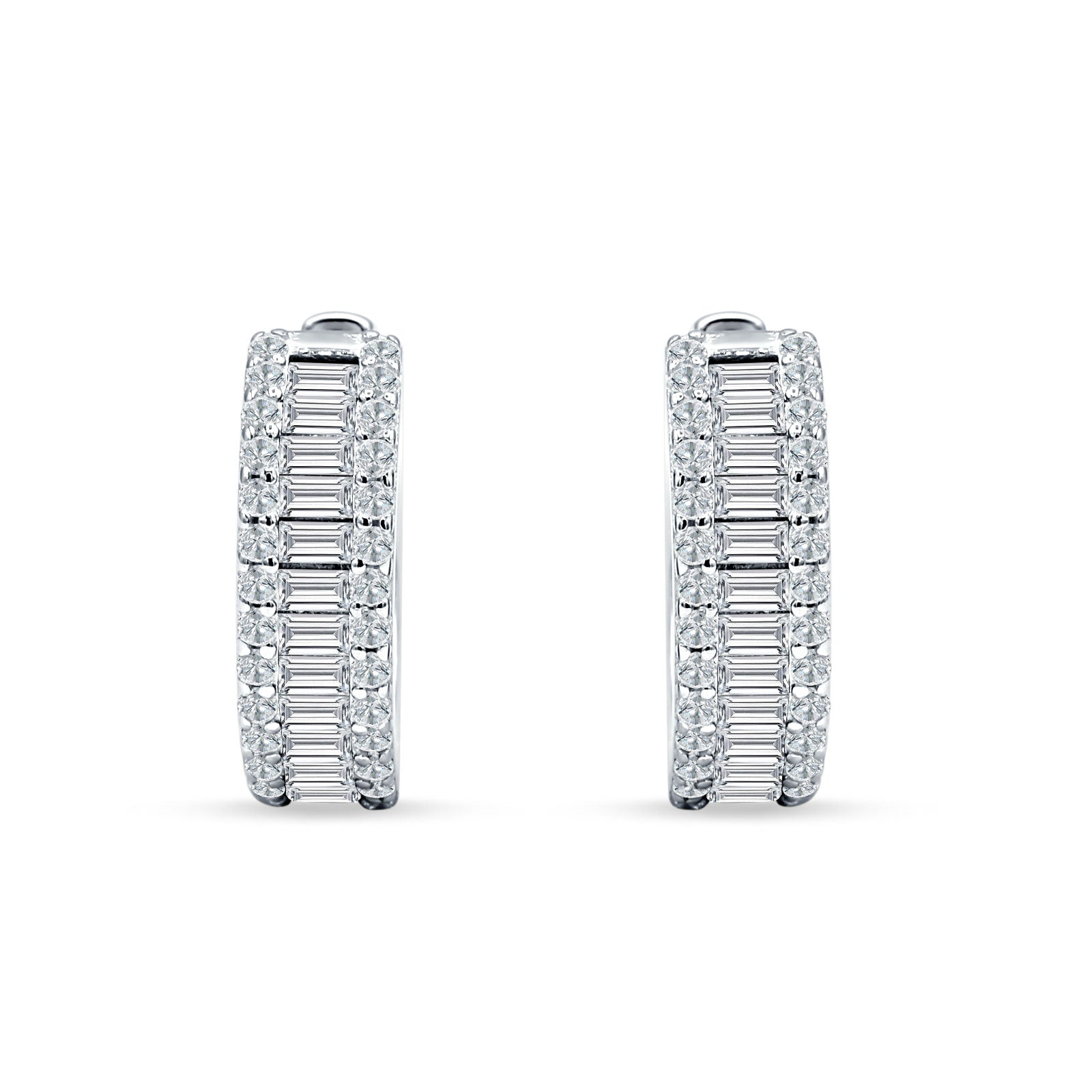 Emerald Cut Cubic Zirconia Hoop Earrings 925 Sterling Silver Wholesale