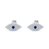 Evil Eye Stud Earrings Blue Sapphire CZ 925 Sterling Silver Wholesale
