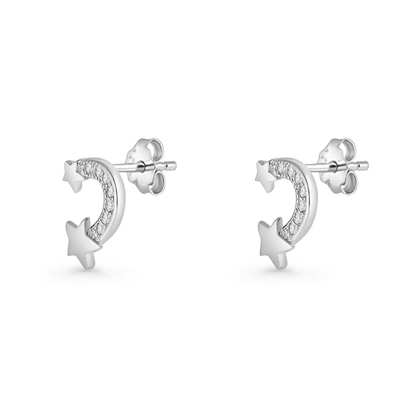 Shooting Star Stud Earrings Cubic Zirconia 925 Sterling Silver Wholesa