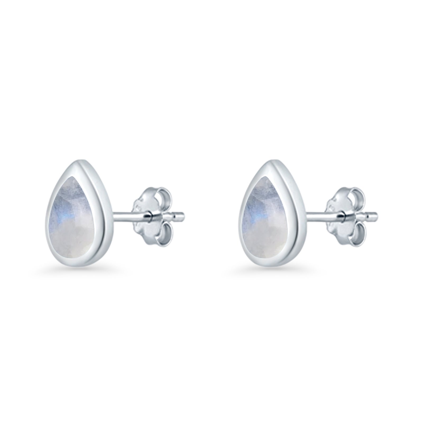 Pear Teardrop 9.3mm Solitaire Moonstone Stud Earring 925 Sterling Silver Wholesale