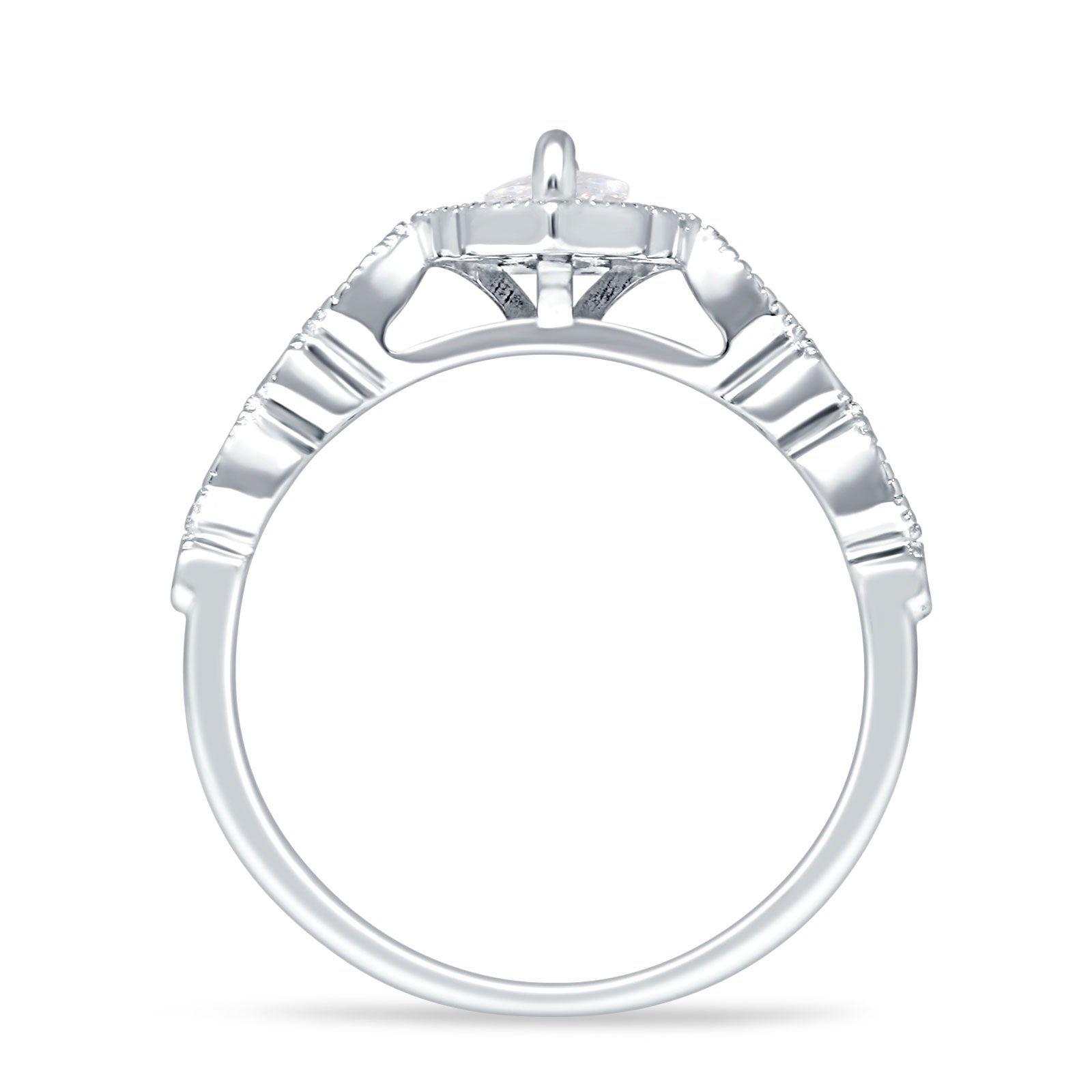 Art Deco Engagement Ring Halo Marquise Cubic Zirconia 925 Sterling Silver Wholesale