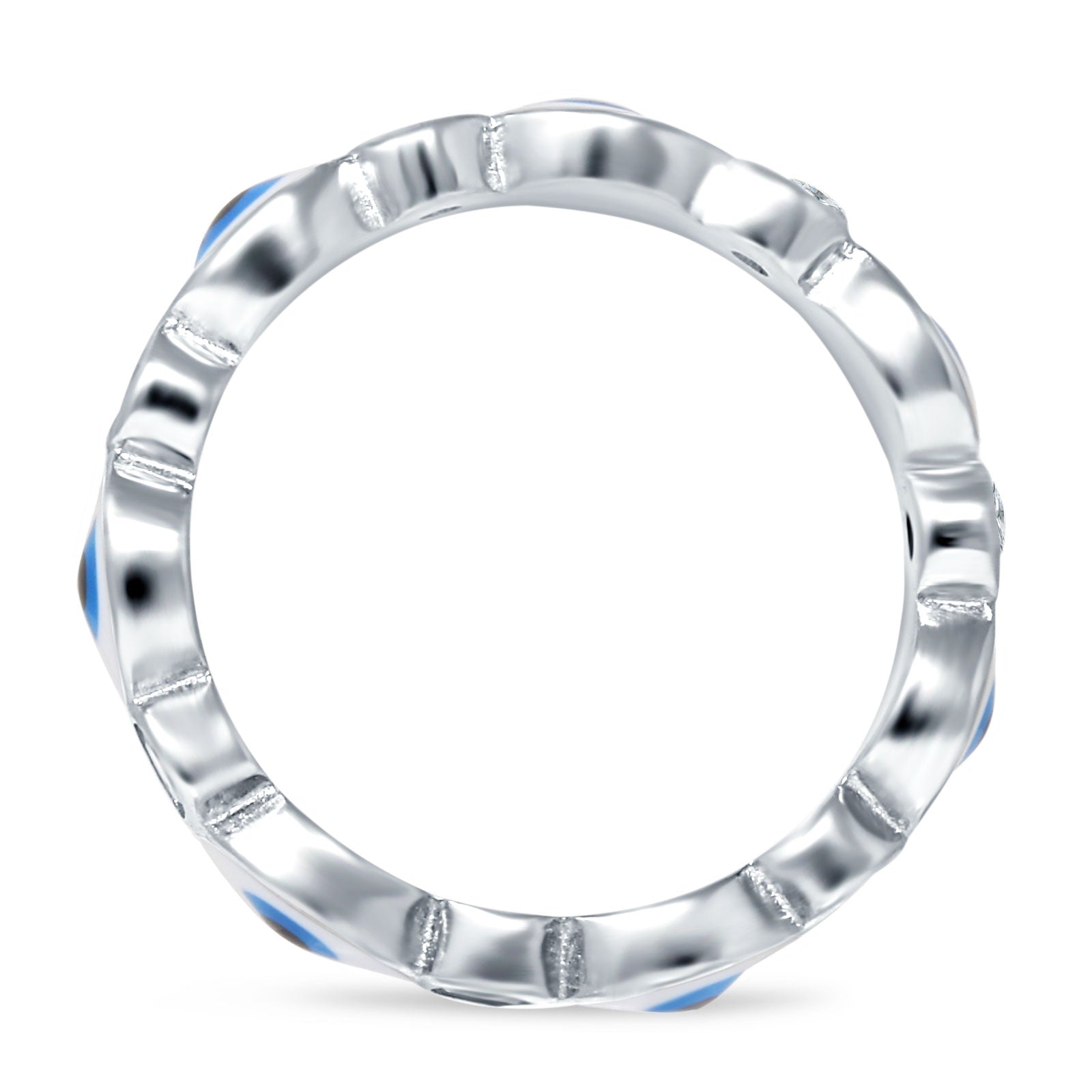 Evil Eye 4mm Round Cubic Zirconia Stackable Band 925 Sterling Silver Wholesale