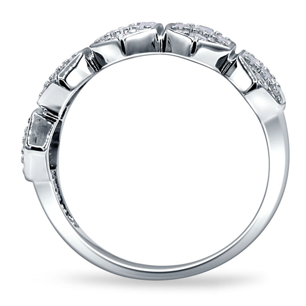 ★ENGBROX★ [silver925][Nambora wearing] seraphic ribbon cub Hexagonal Cubic Zirconia Band 925 Sterling Silver Wholesale