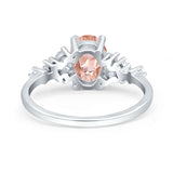 Oval Art Deco Engagement Ring Morganite CZ 925 Sterling Silver