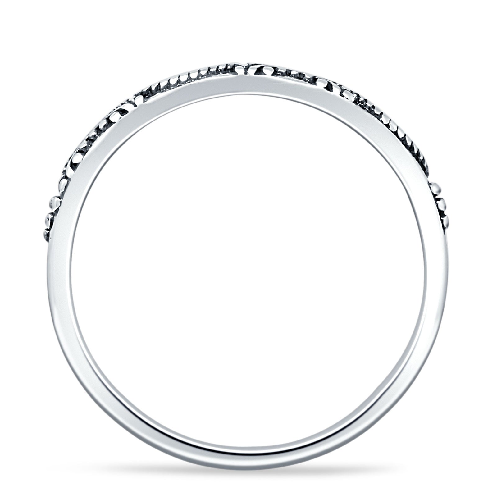 Minimalist Swirl Bali Style 2mm Oxidized Beaded Band 925 Sterling Silver Wholesale