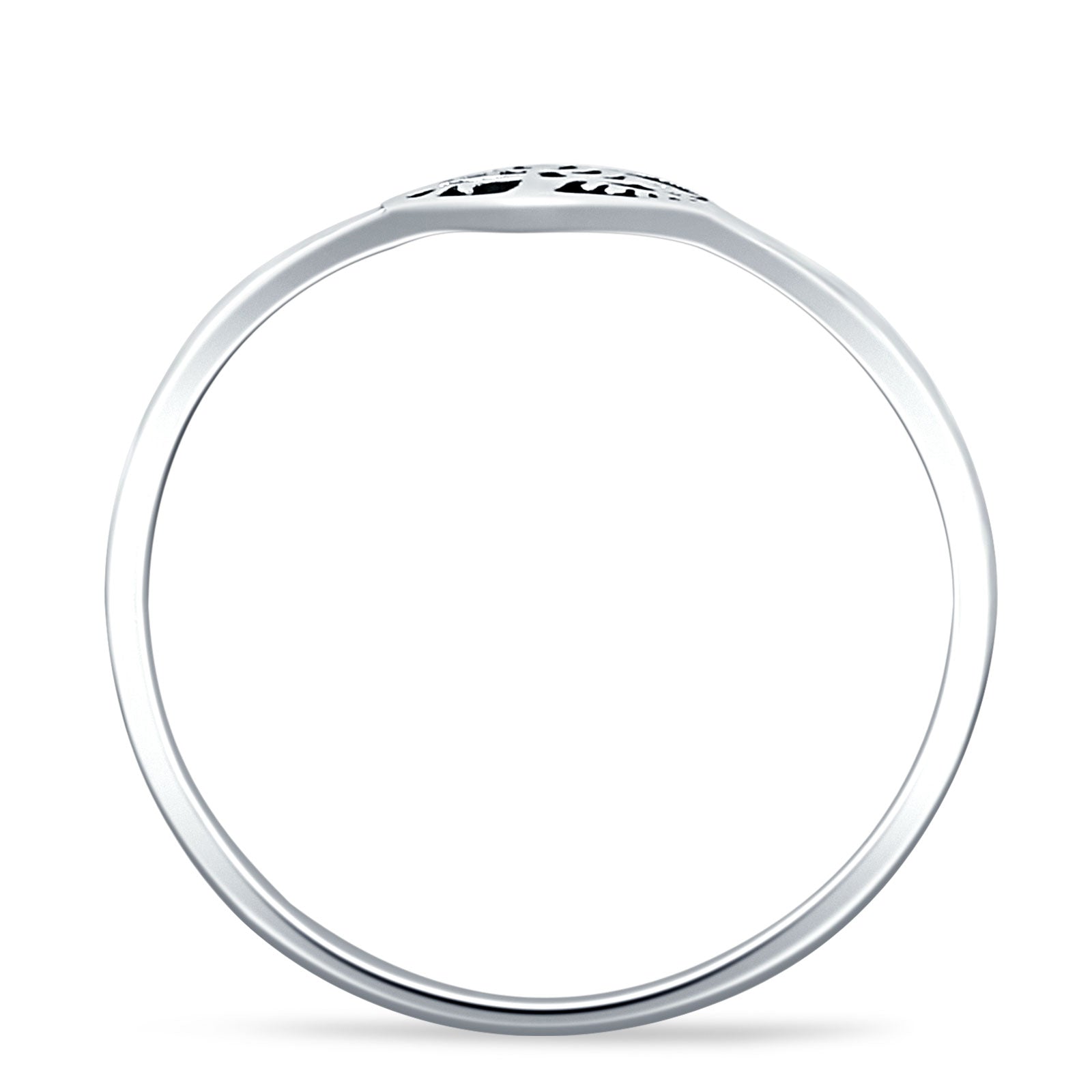 Minimalist 8mm Heart Shaped Tree OF Life Ring 925 Sterling Silver Wholesale
