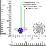 Oval Amethyst CZ Halo Twisted Ring 925 Sterling Silver Wholesale
