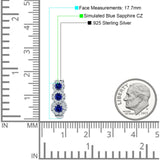 Three Round Halo Floral Hoop Earring Blue Sapphire CZ 925 Sterling Silver Wholesale