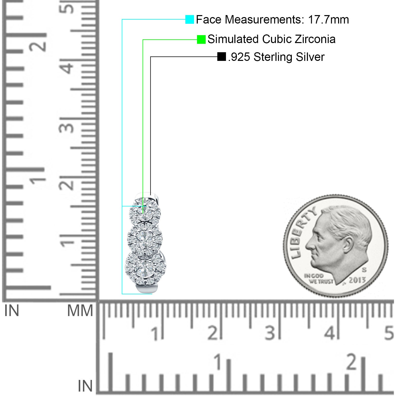 Three Round Halo Floral Hoop Earring Cubic Zirconia 925 Sterling Silver Wholesale