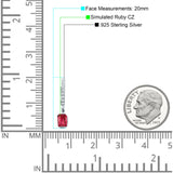 Emerald Cut Drop Dangle Hoop Earring Ruby CZ 925 Sterling Silver Wholesale