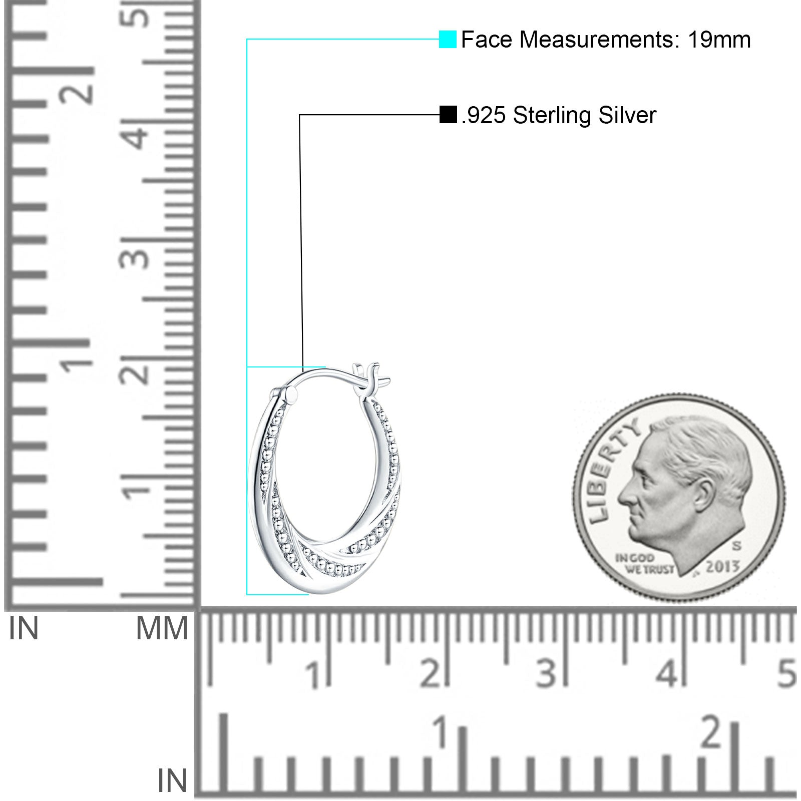 Round Beaded Creole Hoop Earrings 925 Sterling Silver Wholesale