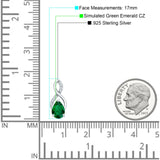 Pear Teardrop Infinity Stud Earring Green Emerald CZ 925 Sterling Silver Wholesale