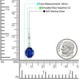 Oval Drop Dangle Leverback Earring Blue Sapphire CZ Solid 925 Sterling Silver Wholesale