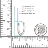Round 20mm Multicolor Cubic Zirconia Huggie Hoop Earrings 925 Sterling Silver Wholesale