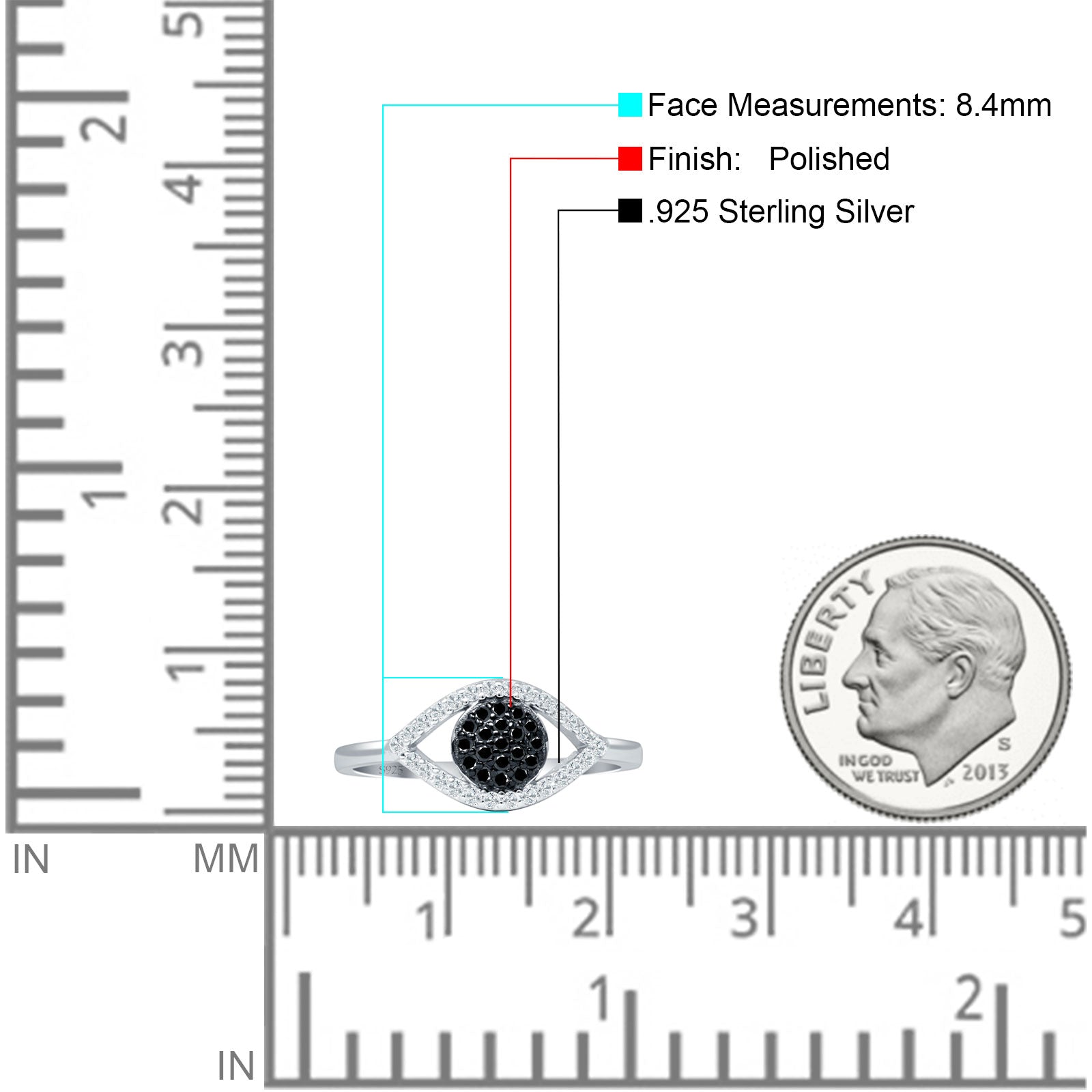 Evil Eye Black CZ Ring