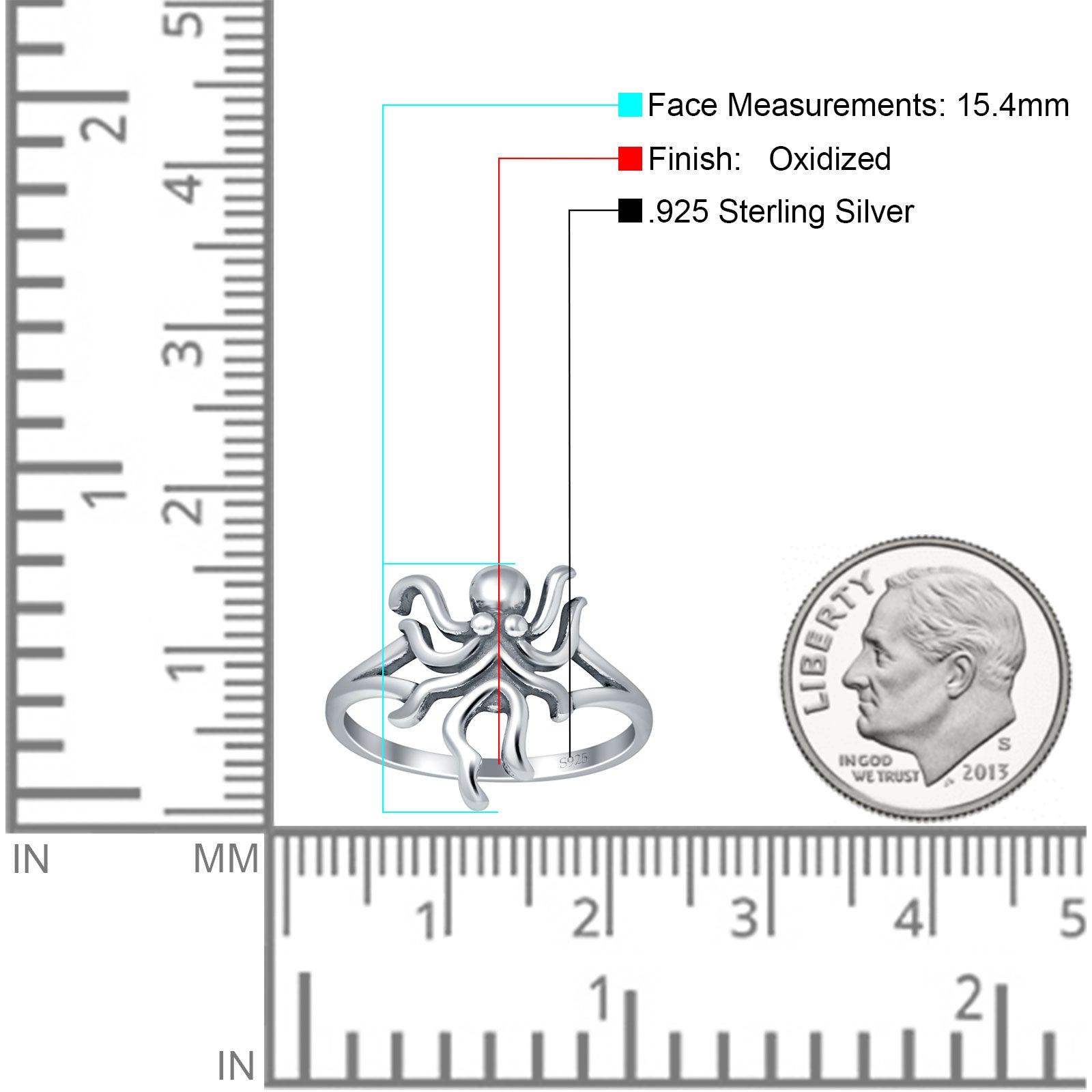 Oxidized Octopus Ring