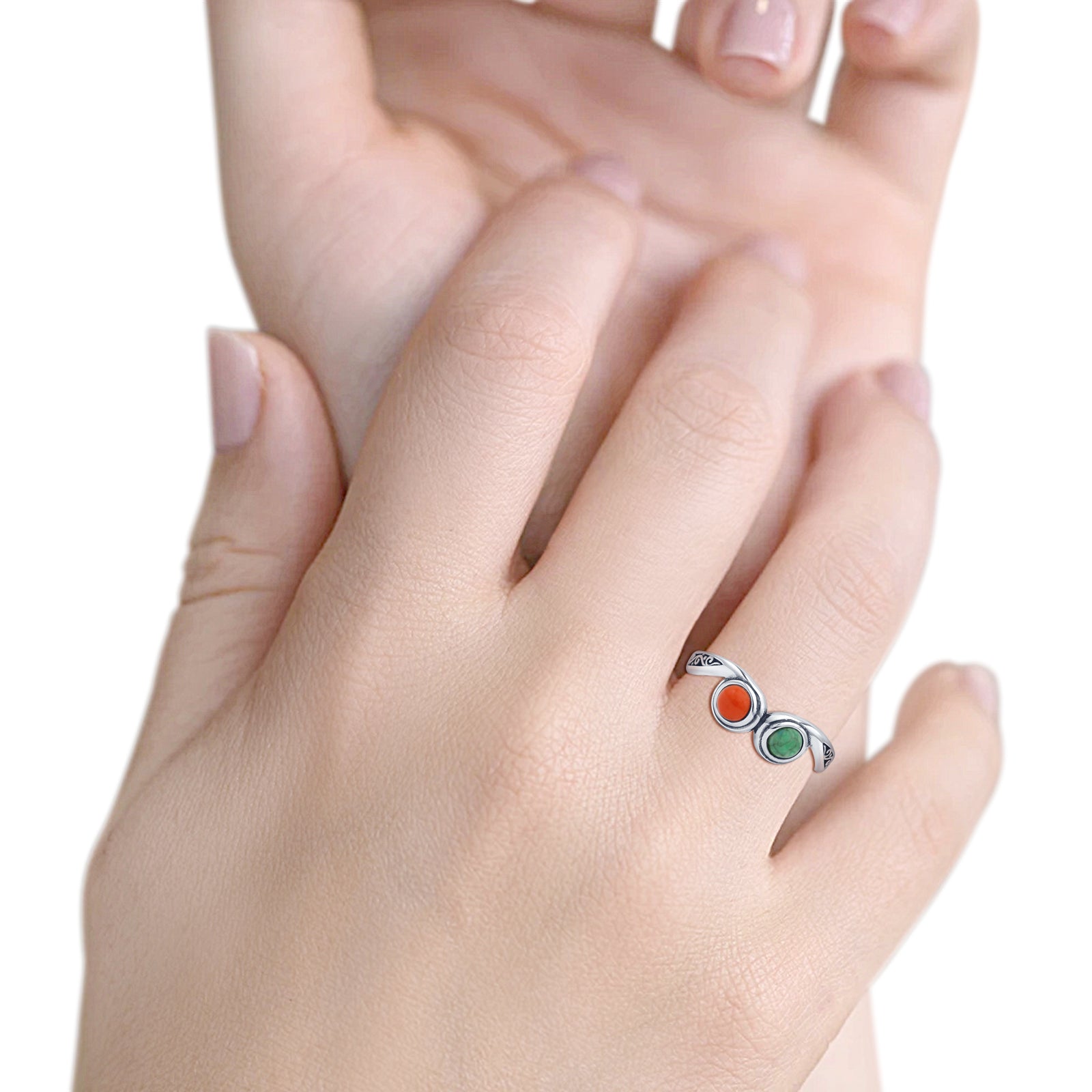 Turquoise & Red Coral Ring