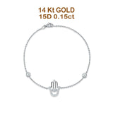 14K White Gold 7" Hand Of Hamsa Bracelet Round Natural Diamond Wholesale