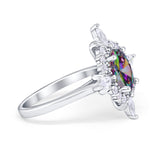 Vintage Style Oval Rainbow CZ Halo Engagement Ring 925 Sterling Silver Wholesale