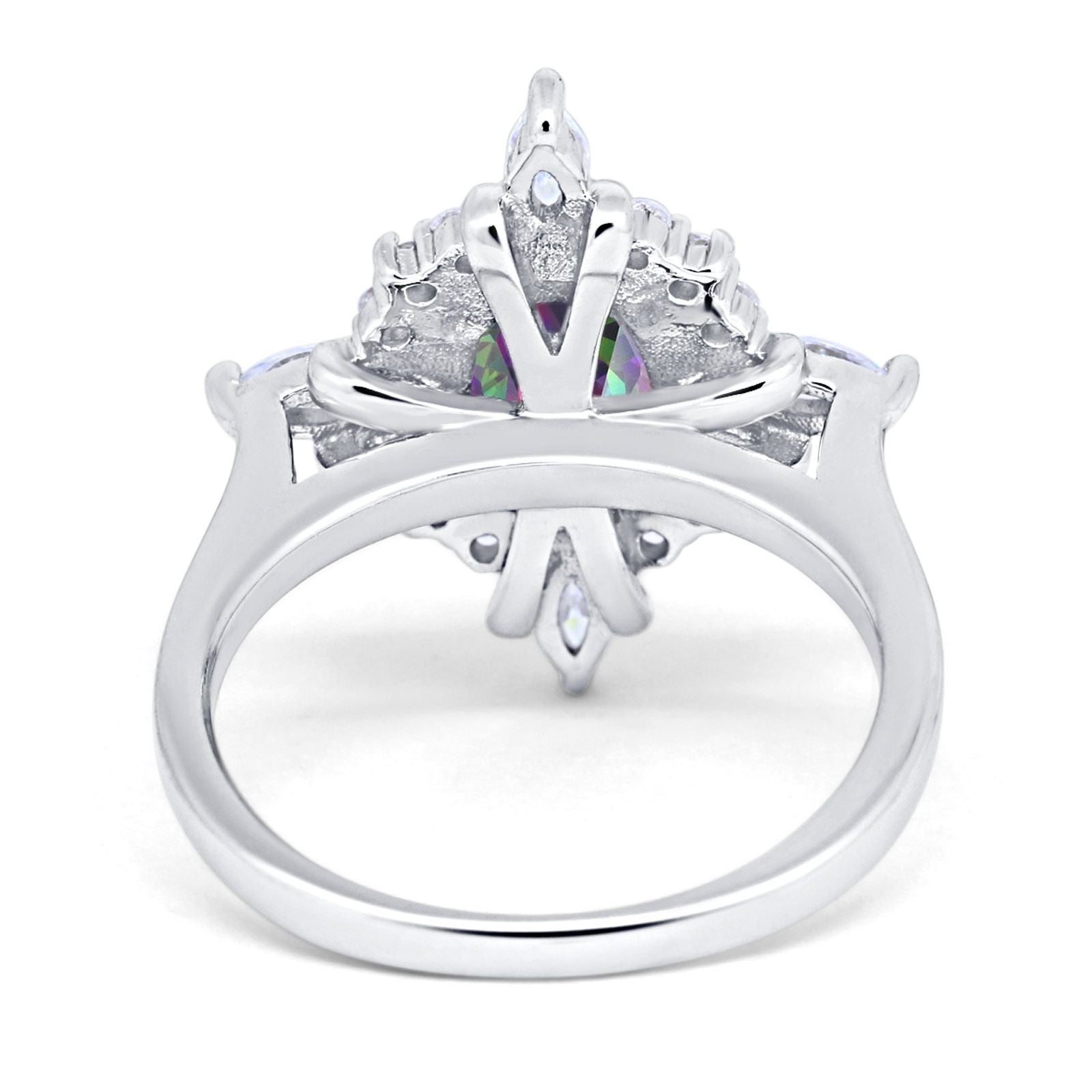 Vintage Style Oval Rainbow CZ Halo Engagement Ring 925 Sterling Silver Wholesale