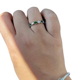 Eternity Style Ring Marquise Round Simulated Green Emerald CZ 925 Sterling Silver