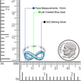 Infinity Heart Promise Ring Lab Created Blue Opal 925 Sterling Silver