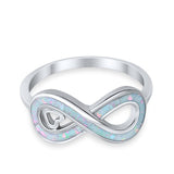 Infinity Heart Promise Ring Lab Created White Opal 925 Sterling Silver