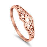 925 Sterling Silver Rose Tone Pentagram Star Celtic Filigree Design Ring Wholesale