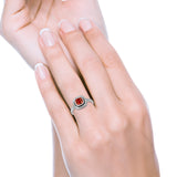 Princess Cut Simulated Red Garnet Cubic Zirconia Oxidized Design Ring 925 Sterling Silver