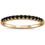 Half Eternity Wedding Band Ring Round Yellow Tone, Simulated Black CZ 925 Sterling Silver