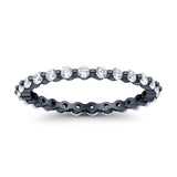 Eternity Stackable Band Round Black Tone, Simulated Cubic Zirconia 925 Sterling Silver