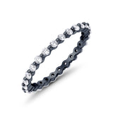 Eternity Stackable Band Round Black Tone, Simulated Cubic Zirconia 925 Sterling Silver