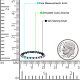 Eternity Stackable Band Round Black Tone, Simulated Cubic Zirconia 925 Sterling Silver