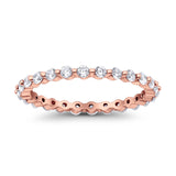 Eternity Stackable Band Round Rose Tone, Simulated Cubic Zirconia 925 Sterling Silver