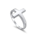 Sideways Cross Ring Band 925 Sterling Silver