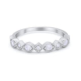 Half Eternity Wedding Ring Art Deco Simulated CZ 925 Sterling Silver
