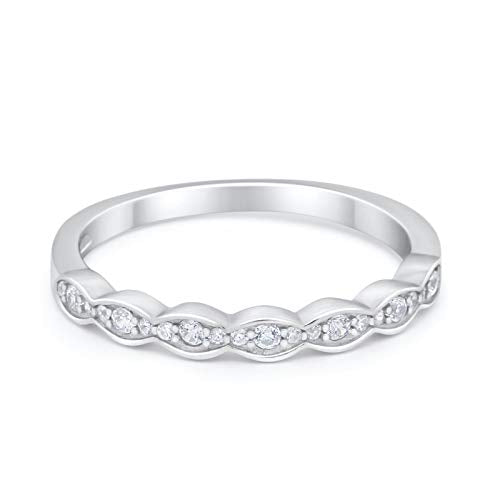 Half Eternity Wedding Band Round Simulated Cubic Zirconia 925 Sterling Silver