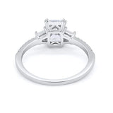 Emerald Cut Three Stone Wedding Ring Simulated CZ 925 Sterling Silver